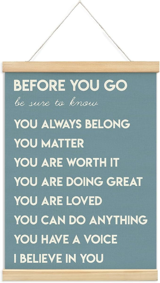 Mental Health Positive Affirmations Inspirational Wall Art Decor, Therapist Nurse Office Signs Wall Art Decor For Office Kids Teen Girls Room Bedroom Playroom Wall Decor Wood Posters Framed（blue）