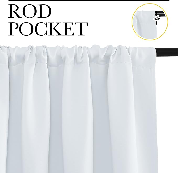 NICETOWN Greyish White Bedroom Curtain Panels - Multi-Function Noise Reducing Performance Window Treatment Thermal Insulated Room Darkening Drapes for Nursery (2 Panels, 52 by 63)