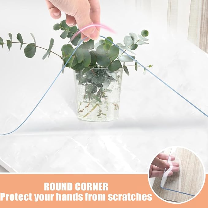 Makeup Mat for Vanity,Dual-Sided PVC Vanity Mat, Easy to Clean, Waterproof and Oilproof,Desk Pad Mat to Protect Vanity,Transparent 2.5mm,8in x 28in