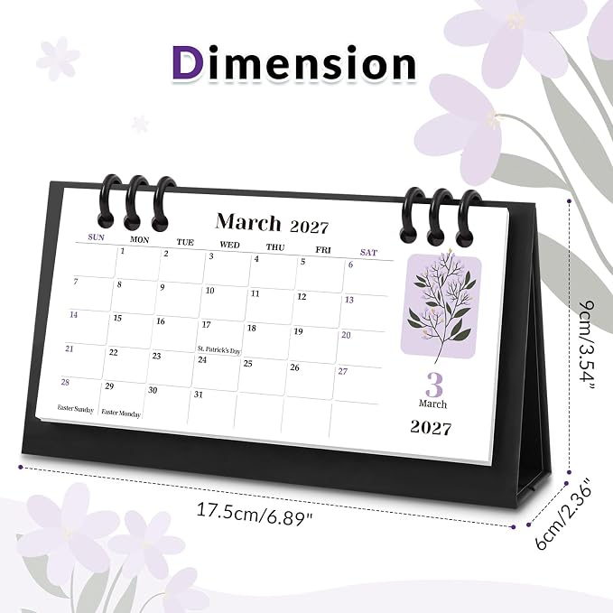 KONVINIT Desk Calendar 2026-2027, 6.3" x 3.1", 2026 Desk Calendar - Runs From May 2026 Until December 2027, 20 Months Small Desktop Calendar for School, Home and Office Supplies