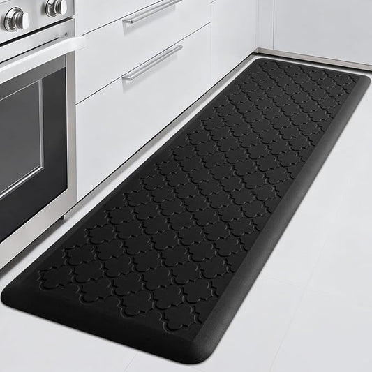 4/5 Inch Thick Anti-Fatigue Kitchen Mat Water Resistant Non-Slip Kitchen Floor Mat Ergonomic Comfort Standing Mat for Home Kitchen Office Laundry 17.3"x 60" Black
