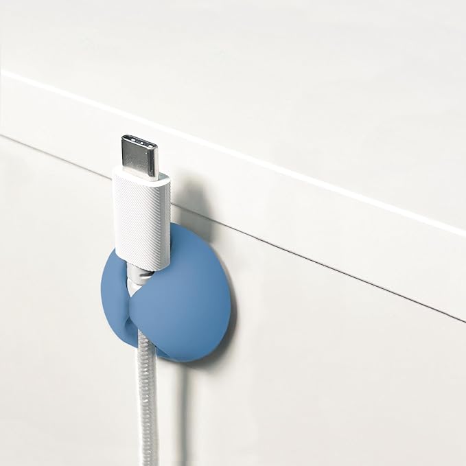Wrap-It Storage Cable Clips - (Assorted 28-Pack) Macaron | Desk and Nightstand Cable Holder for Phone and Bedside Table Cord Organizer