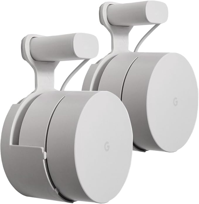 Google WiFi [Old Rectangular Plug – NOT Current Round Plug] Outlet Holder Mount Stand: No Messy Screws! (2-Pack)