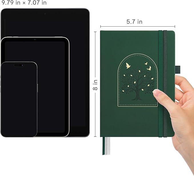 &And Per Se 365 Page Journal – A5 Hardcover Lined Notebook, One Book for the Whole Year, 100gsm Thick Paper, Numbered Pages & 3 Bookmarks, Annual Diary for Daily Writing (Dark Green)