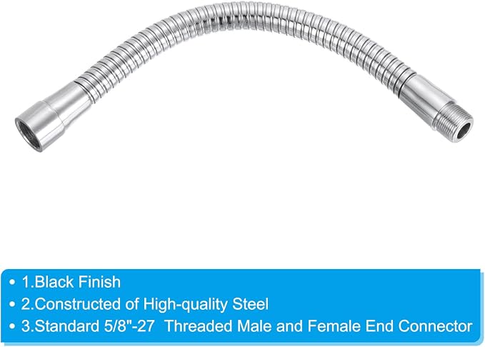 PATIKIL 10" Microphone Gooseneck, 5/8"-27 Thread Metal Universal Hose Flexible Arm Gooseneck Tube Extension for Multifunction DIY, Silver Tone