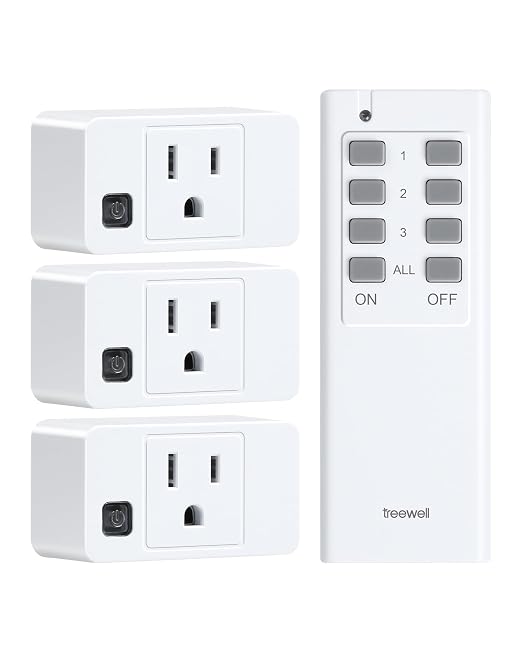 Remote Control Outlet, 200FT Long Range Wireless Light Switch, Mini Electrical Outlet Plug, 15A/1875W High-Power Switch for Lights, Fans, Household Appliances, FCC & ETL Listed (3 Outlets + 1 Remote)
