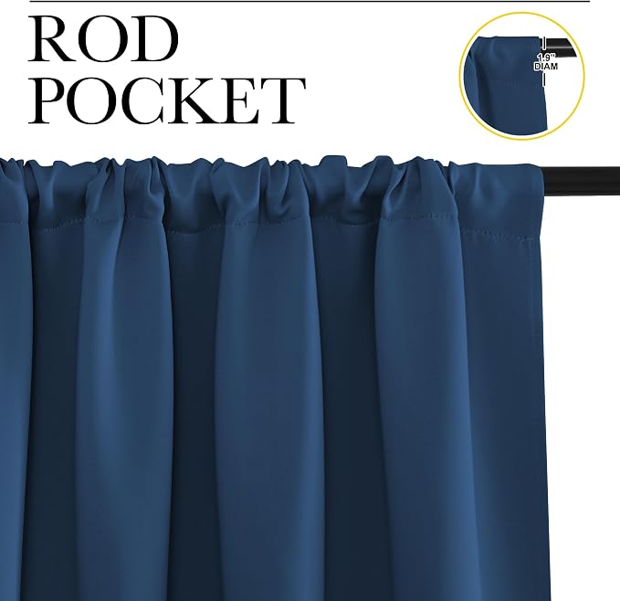 NICETOWN RV Blackout Curtains for Camper Windows, Moroccan Blue, 29" Wide by 50" Long, 2 PCs, Short Blackout Curtains & Drapes, Thermal Insulated Blackout Curtain Panels for Kids Room, Play Room