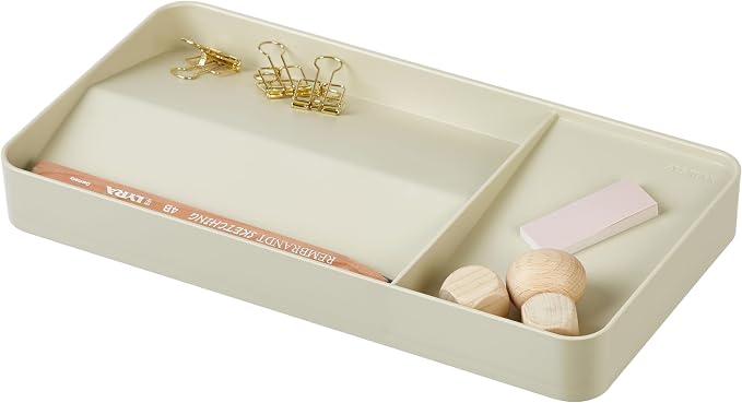 BLUE GINKGO Desk Organizer Tray, Beige, Made in Korea | Double-Sided. Sloped Design. Easy Access.