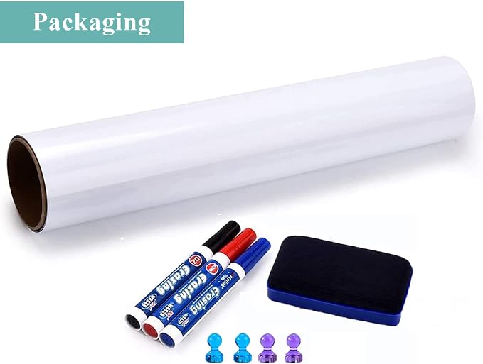 Self-Adhesive Office Whiteboard Sticker: 16" x 24" Magnetic Receptive Dry Erase Wall Film | No Ghosting Easy Peel & Stick for Professionals | Flat-Lay Ready for Meeting Room
