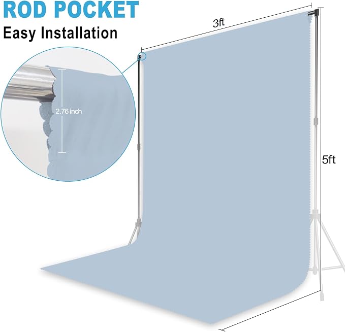 BlueAura Photo Backdrop, Dusty Blue 3X5 FT | Professional Background, Product Photography, Portraits, Wedding Party, Live Streaming, Video Recording, for Phototshoot