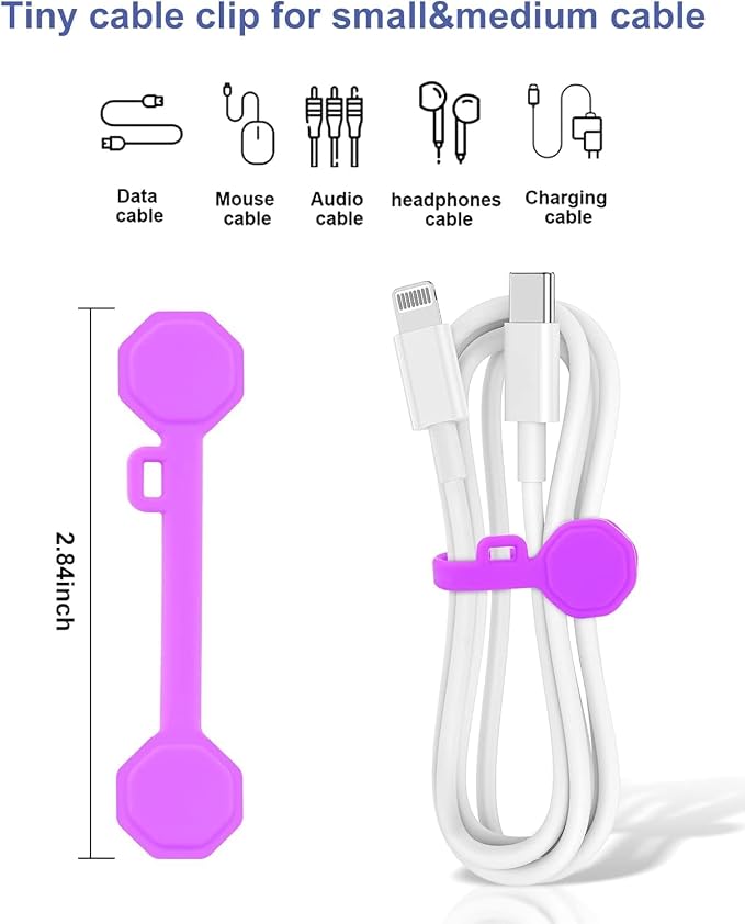 12 PCS Silicone Magnetic Cable Ties, Reusable cord Organizer clips | magnet cord holder for phone charging, compatible with USB/lightning cables, bookmarks, whiteboard magnets, fridge magnets