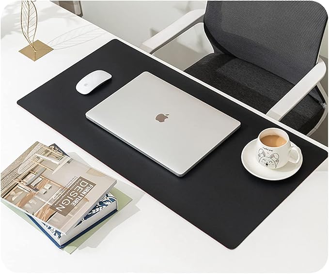 SUJAYU Dual Sided PU Leather Desk Pad, Mouse Pad, Office Desk Mat, Non-Slip Laptop Desk Pad, Waterproof Desk Writing Pad for Office and Home (23.6" x 11.8", Black)