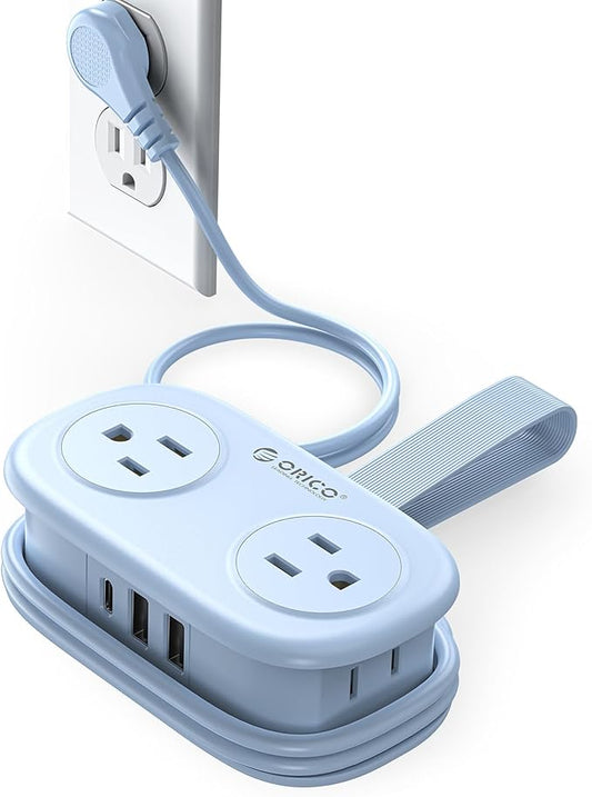 Cruise Approved Travel Power Strip with USB C, ORICO 4 Outlets 3 USB Ports (1 USB C) with 4FT Wrapped Short Extension Cord Small Power Strip, Non Surge Protector for Travel, Cruise Ship ETL Listed-AP3
