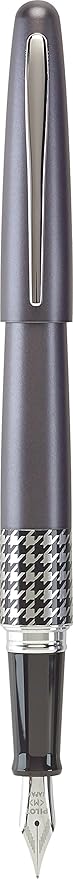 PILOT MR Retro Pop Collection Fountain Pen in Gift Box, Gray Barrel with Houndstooth Accent, Fine Point Stainless Steel Nib, Refillable Black Ink (91435)