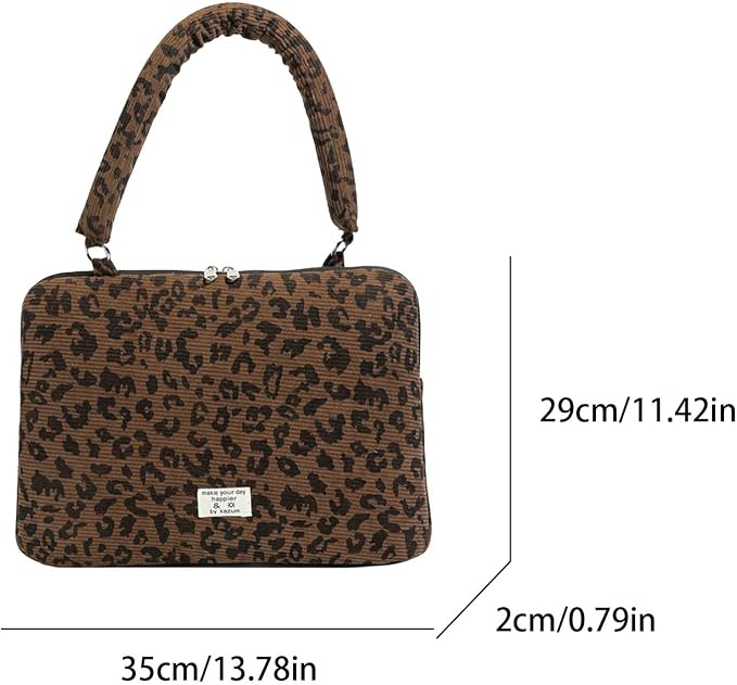 Leopard Print Laptop Case 11, 13,15 Inch Quilted Laptop Sleeve Soft Protective Cheetah Computer Sleeve for MacBook (Coffee, with Strap, 13 Inch)