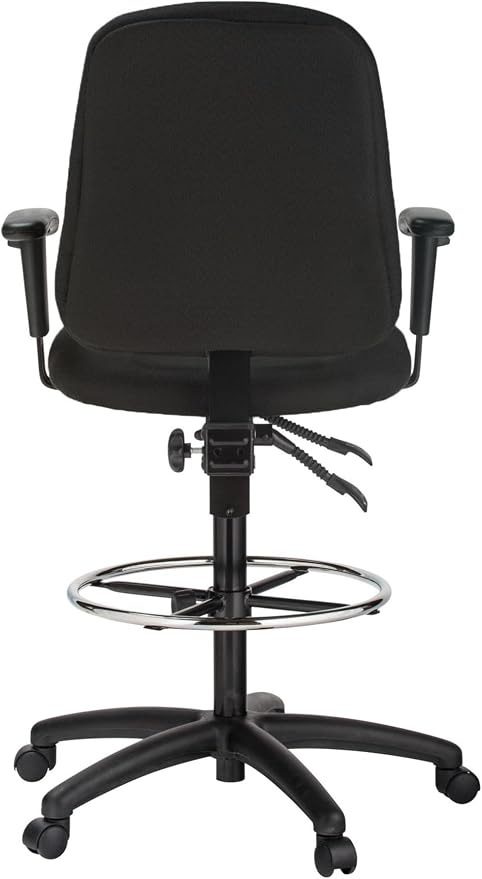 Harwick Ergonomic Contoured Drafting Chair with Arms - Black Fabric
