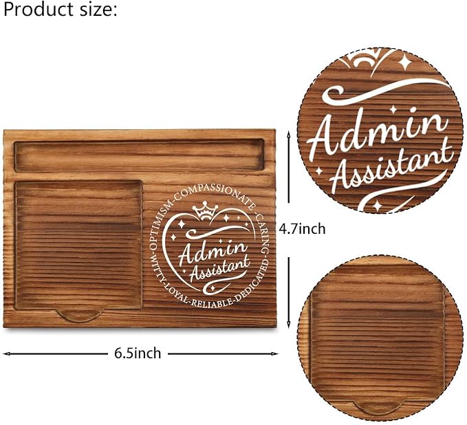 THRXOBN Desk Organizer for Admin Assistants & Office Professionals - Natural Wood with Slots for Notes, Pens, and Small Office Supplies – Stylish & Practical Workspace Solution,WSH17