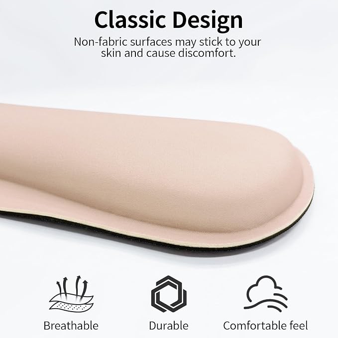 Bloss 2 Wrist Rest Support for Mouse Pad & Keyboard Set, Ergonomic Design Wrist Support Pad for Keyboard, Soft Memory Foam Desk Pads Support Hand and Arm Easy Typing Pain Relief - Beige