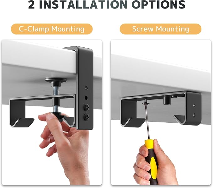 No Drill Under Desk Cable Management Tray - 36" Clamp/Screw Desk Cord Management, Premium Fabric Cable Racyway for Office & Home