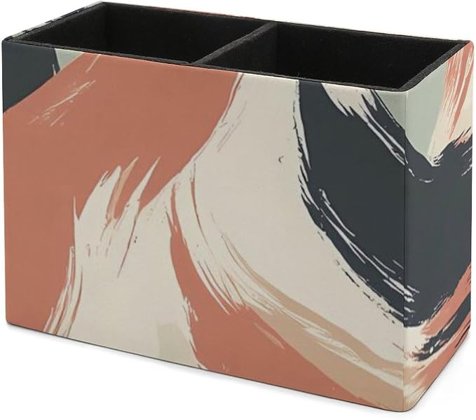 Modern Minimalism Art Swirl Desk Organizer PU Leather Caddy Holder | 5.9*2.8*4.3",multi-function storage box for phone remote pen makeup brush