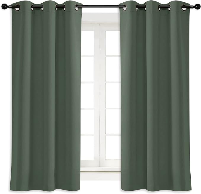 NICETOWN Blackout Curtain Blind for Bedroom, Single Panel, W42 x L45 inches, Dark Mallard, Thermal Insulated Grommet Blackout Room Darkening Drape/Drapery
