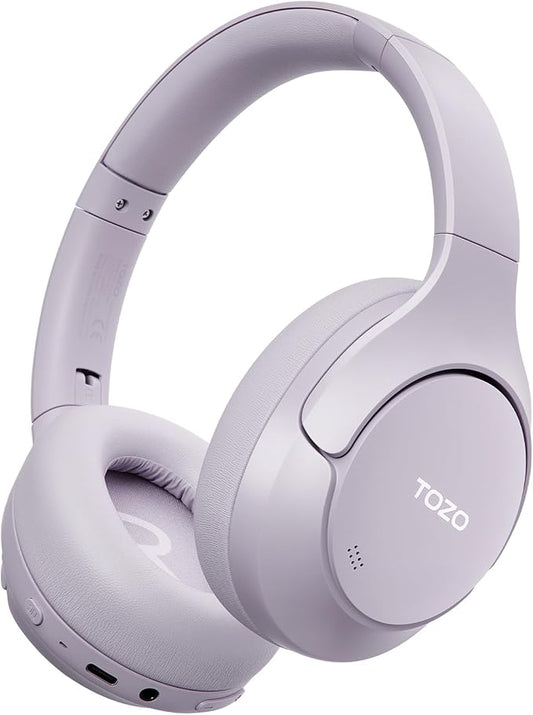 TOZO HT3 Hybrid Noise Cancelling Headphones, 90H Battery Life Wireless Over Ear Bluetooth 6.0 Foldable Headset, AI Voice Assistant with 5 Mics, Connect 2 Devices and Hi-Res Sound, 32 EQ Audio Presets