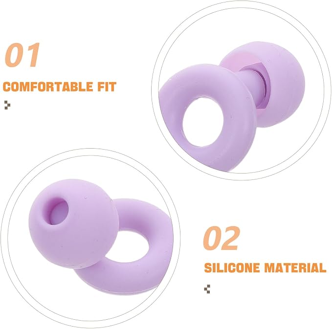 Uonlytech Reusable Silicone for Sleeping and Noise Reduction, 1 Pair Violet Noise Cancelling for Work, Travel, and Concert Hearing Protection