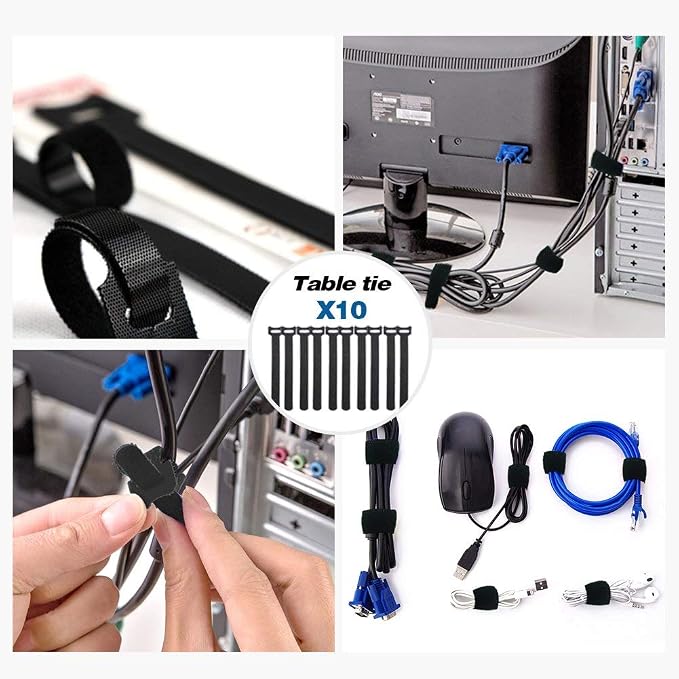 ShellKingdom Cable Management Box, 2 Set Cable Organizer for Cable and Cord Management, Storage and Holder to Cover and Hide & Power Strips & Cords (Black)
