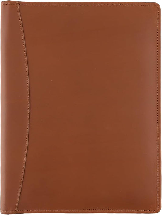 Succor Genuine Leather Portfolio Padfolio – Professional Business Folder & Leather Binder Organizer with Legal Pad Document Holder for Men & Women, Zipper-Free – 13x10 Inch, Brown