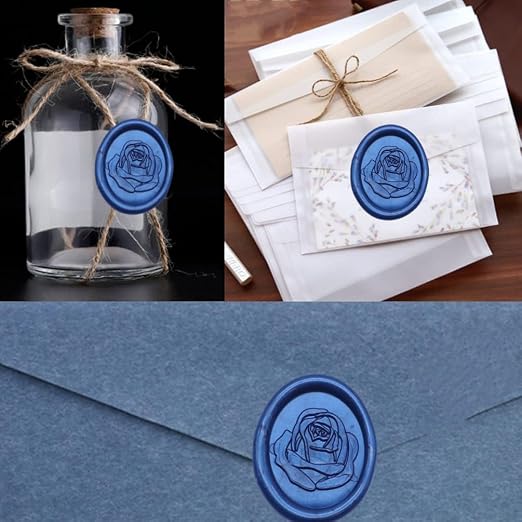 Wax Seal Kit, Atopbb 40Pcs Navy Blue Sealing Wax Sticks with Glue Gun Great for Wax Seal Stamp, Wax Seal Sticks Used for Wedding, Invitations and Gift Wrapping (40, Ocean Blue)