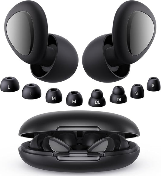 Ear Plugs for Sleeping Noise Cancelling, Reusable Silicone Ear Plugs for Noise Reduction with 8 Ear Tips, Earplugs for Sleep (Black, One Size)