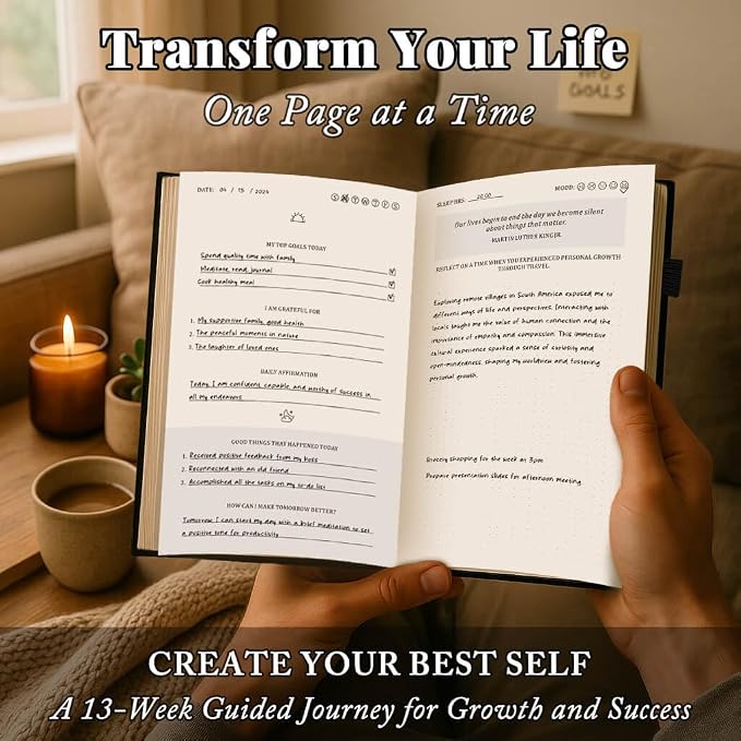 Self-Mastery Journal for Men 2026- Gratitude Journal for Daily Reflection, Mindfulness, and Self-Care - Guided Manifestation Journals - Inspirational Goal Journals with Pen Holder (Black)