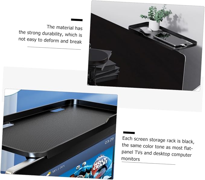 Healifty Desktop Storage Organizer Shelf for Flat Screen Tvs Monitors Space Saving Display Stand for Media Devices for Frames Plants and Speakers
