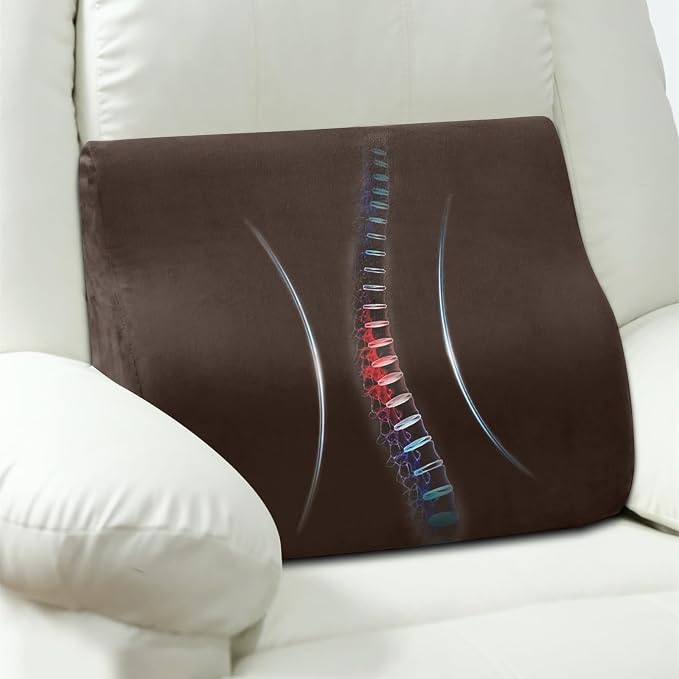 Lumbar Support Pillow for Recliner, Ergonomic Back Support Pillow | Dual-Layer Memory Foam, Soft Velvet Cover, Lower Back Pain Relief, Couch Back Cushions for Recliner, Sofa & Gaming Chair