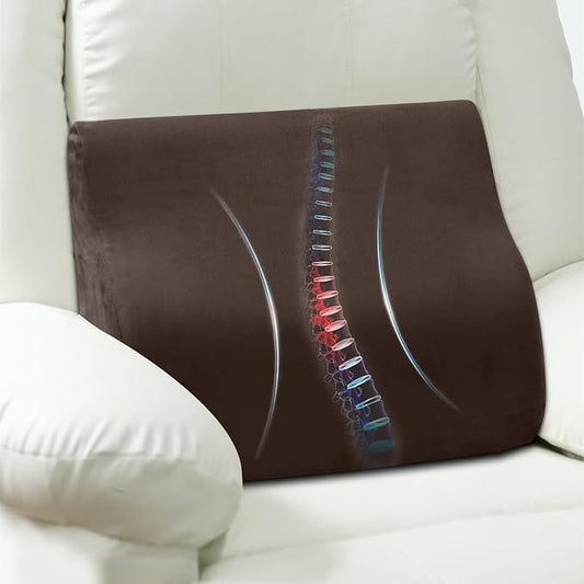 Lumbar Support Pillow for Recliner, Ergonomic Back Support Pillow | Dual-Layer Memory Foam, Soft Velvet Cover, Lower Back Pain Relief, Couch Back Cushions for Recliner, Sofa & Gaming Chair