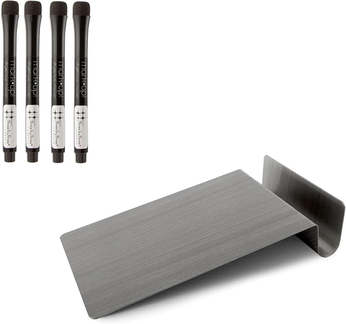 Three by Three Seattle Desktop to-Do Board: Conquer Chaos with Our Sleek 5.5 x 9 Inch Desk Organizer, Includes 4 Markers (Stainless Steel Board)