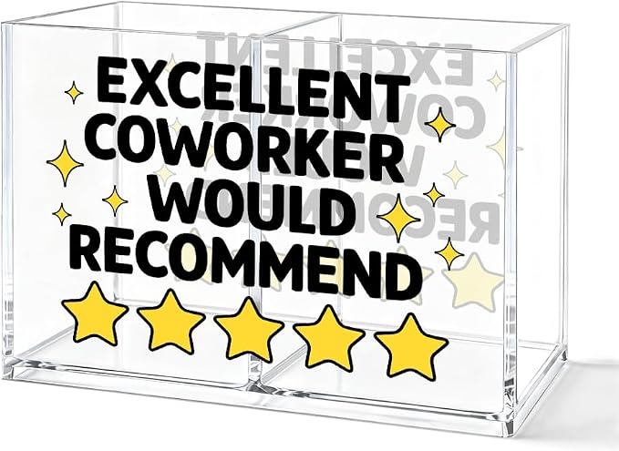 Excellent Coworker Would Recommend Cosmetic Organizer Pen Holder, Fun Pencil Holder 2 Compartments for Coworker, Office Desk Accessories for Storage, Sarcastic Office Gifts for Colleague Staff