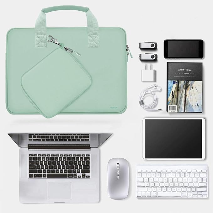 Hseok Laptop Sleeve 13.3-14 inch Case with Small Pouch, Neoprene Computer Bag Compatible with MacBook Neo/Pro 14 M5/M4/M3/M2/M1, Mac Air/Pro 13.3, XPS 14 and Most 13-14 inch Notebooks,Spring Blue