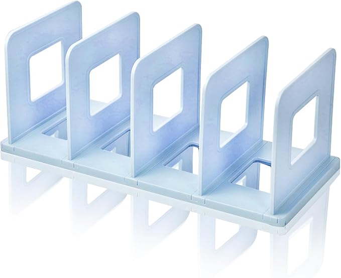 Lemical 4-Section Vertical Desk Organizer, Detachable Desktop File Sorter, Document & Magazine Holder for Office, Home, School & Dorm (Blue)