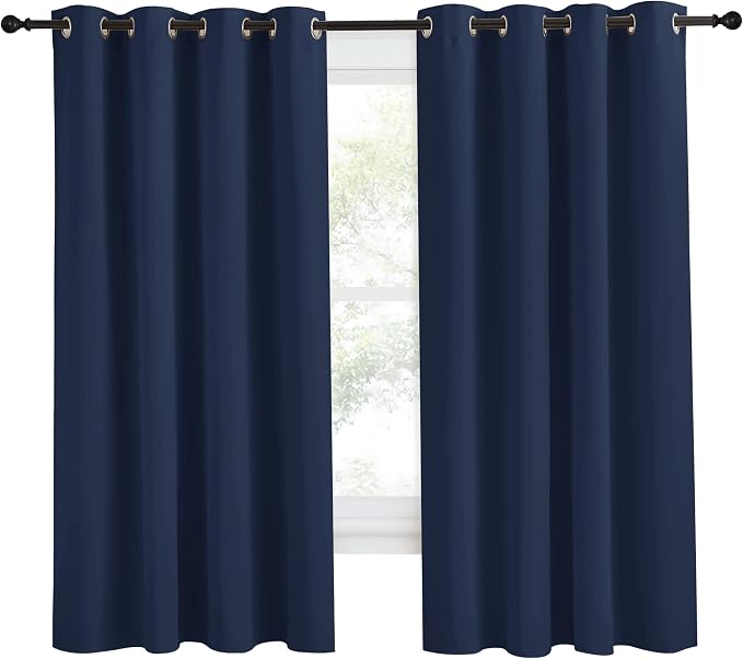 NICETOWN Blackout Curtain Panel, Navy Blue, 55 inches Wide by 68 inches Long, 1 PC, Light Blocking Room Darkening Drape/Drapery for Nursery Room, Ring Top