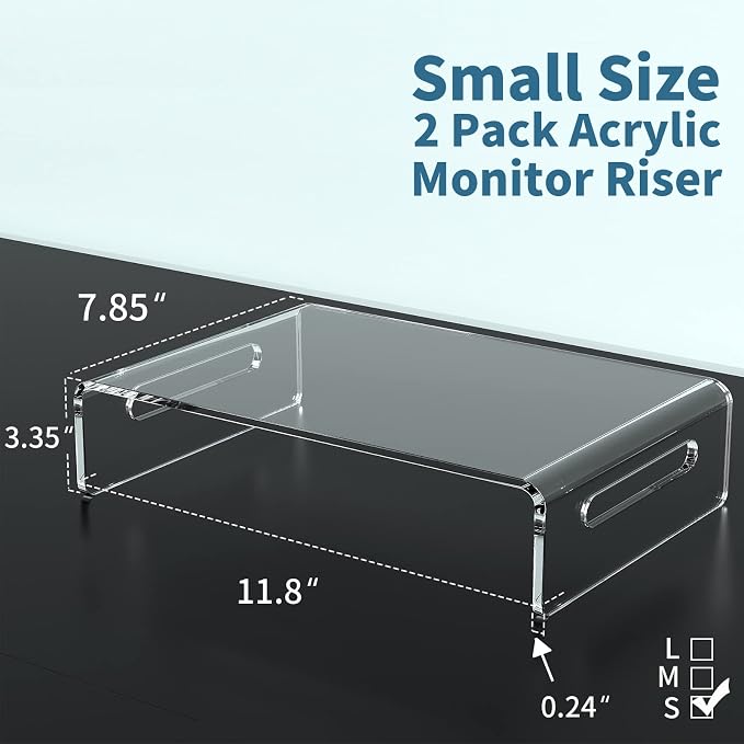 Zimilar 2 Pack Monitor Stand Riser, Acrylic Monitor Stand for Computer | Laptop, Printer, Notebook, Premium Clear Laptop Stand Acrylic Monitor Riser for Home Office, Monitor Stands for 2 Monitors