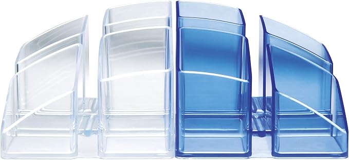 HAN 17450-23, Scala Desk Tidy. Exclusive Design Meets Function: Elegant, Glossy and Expandable. with 4 compartments und Card Holder, Transparent Crystal-Clear