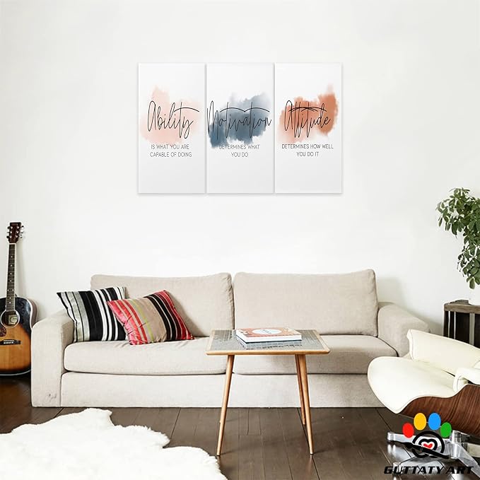 Office Wall Art - 3 Panel Motivational Art, Inspirational Quotes Canvas for Home Office Decor, Positive Quote Arts, Entrepreneur Words Poster Frame 20'x30'x3Pcs