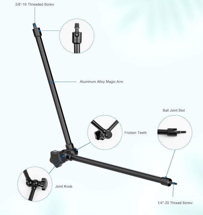 Mippko Microphone Stand Holder,21.5" Long Flexible Adjustable Magic Arm Super Crab Clamp Mic Clip 3/8"-16 to 5/8"-27 Adapter Mount,Compatible with Shure/Fifine /AT2020 /Pyle/Blue Snowball/Razer