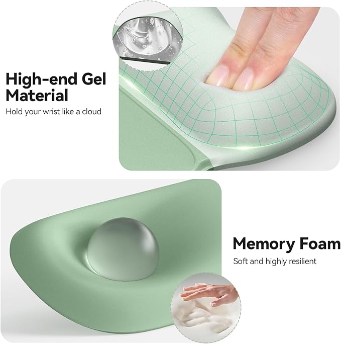 TECKNET Gel Mouse Pad with Wrist Rest, 3 in 1 Keyboard Wrist Rest for Pain Relief, Non-Slip PU Base & Easy Typing, Ergonomic Mousepad Set for Office & Home