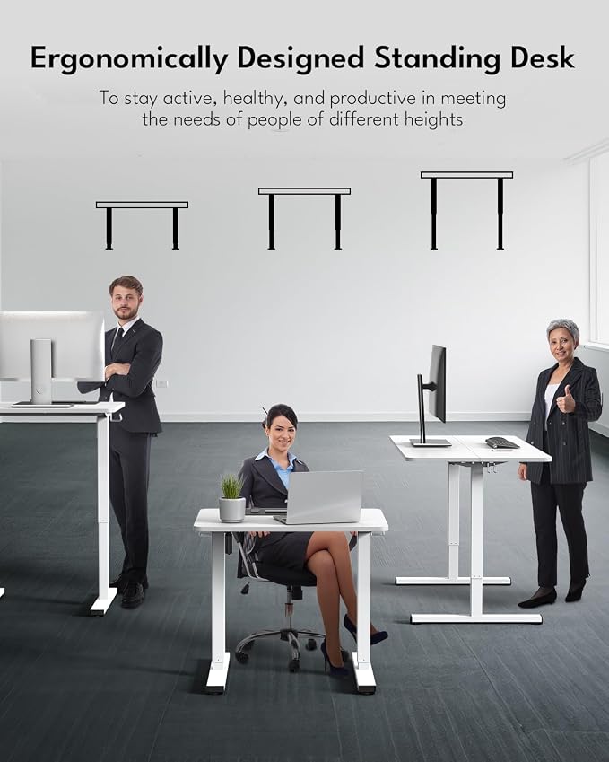 Small Electric Standing Desk, Gaming Desk, 31.5x24 Inch, White | Height Adjustable Computer Desk with Smart Controller, Sit and Stand Up Table for Home, Office, Work, Study, Writing