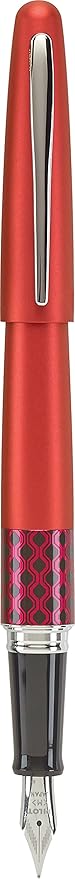 PILOT MR Retro Pop Collection Fountain Pen in Gift Box, Red Barrel with Wave Accent, Fine Point Stainless Steel Nib, Refillable Black Ink (91432)