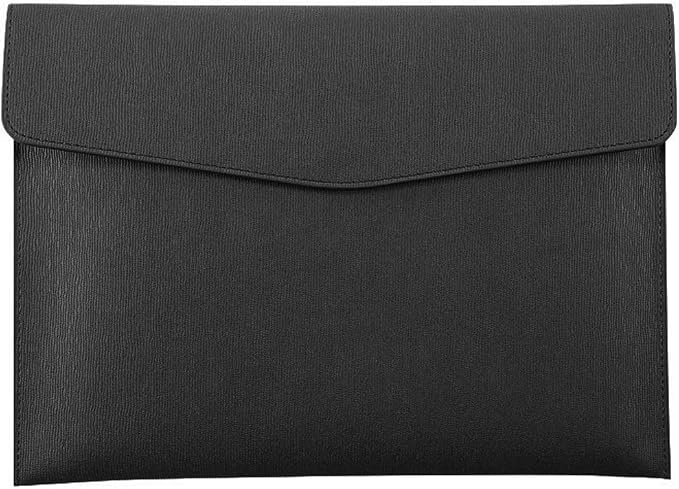 PU Leather A4 File Folder Document Holder Waterproof Portfolio Envelope Folder Case with Snap Closure Black