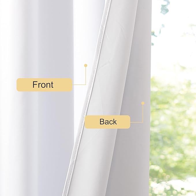 NICETOWN 100% Blackout Window Treatment Curtain, Snow White, 1 Panel, 55 by 78, Energy Smart Thermal Insulated Shade & Blind for Bedroom with Grommet Ring Top