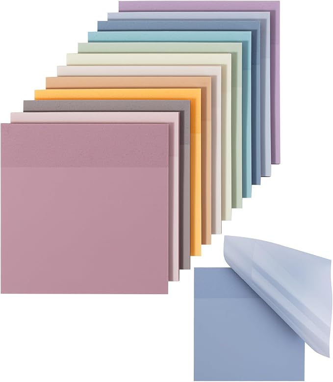 Mr. Pen- Transparent Sticky Notes, 3”x3”, Dreamy Pastel, 12 Pads, 600 Sheets, Bible Journaling Sticky Notes, See Through Sticky Notes, Translucent Sticky Notes, Stocky Notes for Bible Journaling